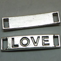 Alliage de zinc connecteur Bar, rectangle, mot amour, Plaqué de couleur d'argent, avec le motif de lettre, sans plomb et cadmium Environ 3-5mm, Vendu par PC