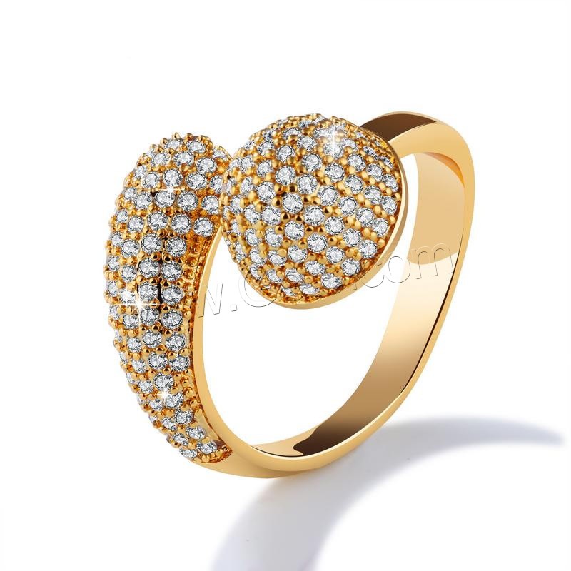 Cubic Zirconia Micro Pave Brass Finger Ring, 18K gold plated, open & different size for choice & micro pave cubic zirconia & for woman, 20mm, Sold By PC