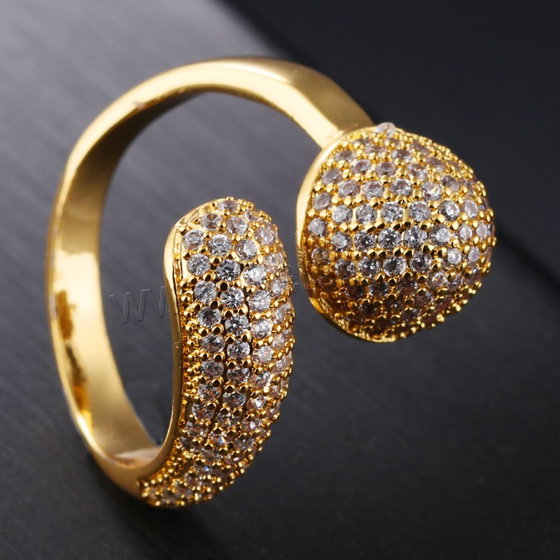 Cubic Zirconia Micro Pave Brass Finger Ring, 18K gold plated, open & different size for choice & micro pave cubic zirconia & for woman, 20mm, Sold By PC