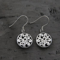 Thailand Sterling Silver Drop Earring, Tree, for woman & hollow, 13.50mm 