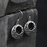 Thailand Sterling Silver Drop Earring, for woman & hollow, 16mm 