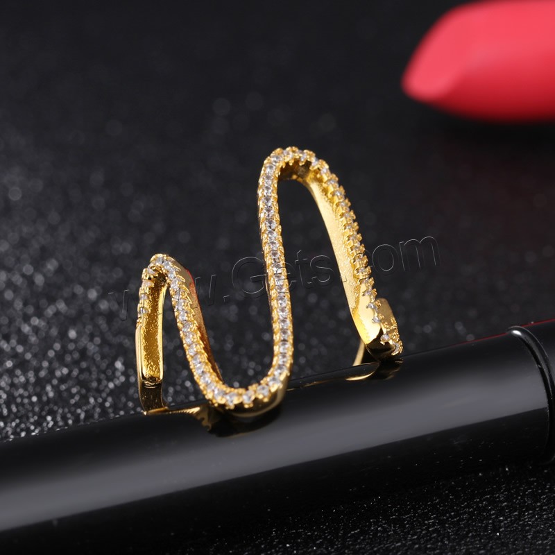 Zircon pavent l'anneau en laiton de doigt, Plaqué d'or 18K, normes différentes pour le choix & pavé de micro zircon & pour femme, 28mm, Vendu par PC