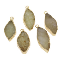 Ice Quartz Agate Pendants, with Zinc Alloy, gold color plated, druzy style 6- Approx 2mm 