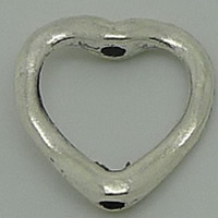 Perles coeur en alliage de zinc, Plaqué de couleur d'argent, sans plomb et cadmium Environ 1.5mm Vendu par sac
