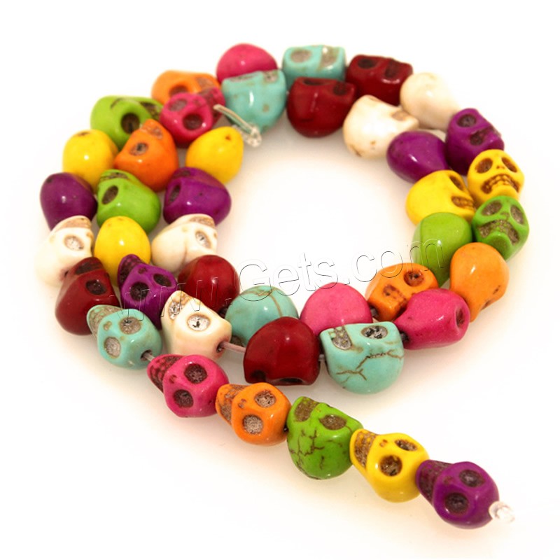 Synthetic Turquoise Beads, Skull, different size for choice, multi-colored, Hole:Approx 1mm, Length:Approx 15 Inch, Sold By Strand