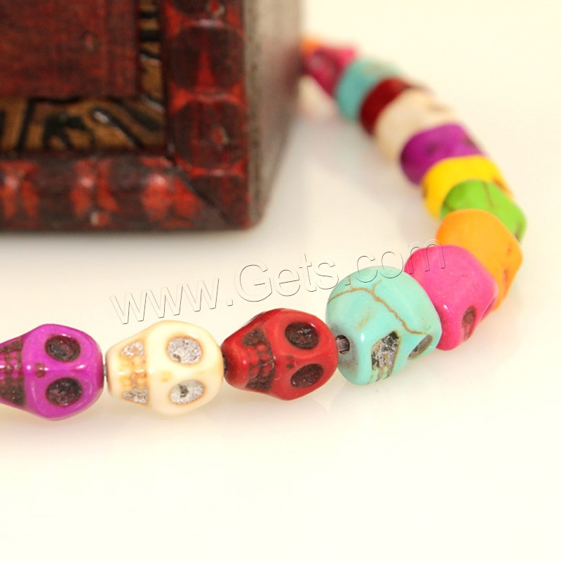 Synthetic Turquoise Beads, Skull, different size for choice, multi-colored, Hole:Approx 1mm, Length:Approx 15 Inch, Sold By Strand