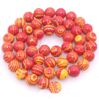 Mosaik Türkis Perlen, rund, synthetisch, verschiedene Größen vorhanden, rot, Bohrung:ca. 1mm, Länge:ca. 15 ZollInch, verkauft von Strang
