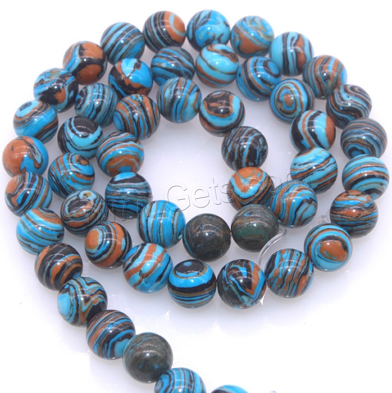 Mosaic Turquoise Beads, Round, synthetic, different size for choice, blue, Hole:Approx 1mm, Length:Approx 15 Inch, Sold By Strand