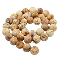 Landschafts-Jaspis Perlen, Bild Jaspis, rund, natürlich, verschiedene Größen vorhanden, Bohrung:ca. 1mm, Länge:ca. 15 ZollInch, verkauft von Strang