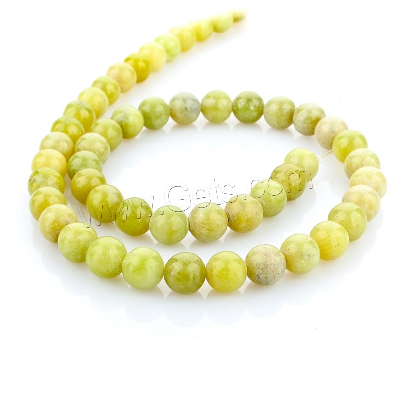 Jade Zitrone Perle, Zitronen Jade, rund, natürlich, verschiedene Größen vorhanden, Bohrung:ca. 1mm, Länge:ca. 15 ZollInch, verkauft von Strang
