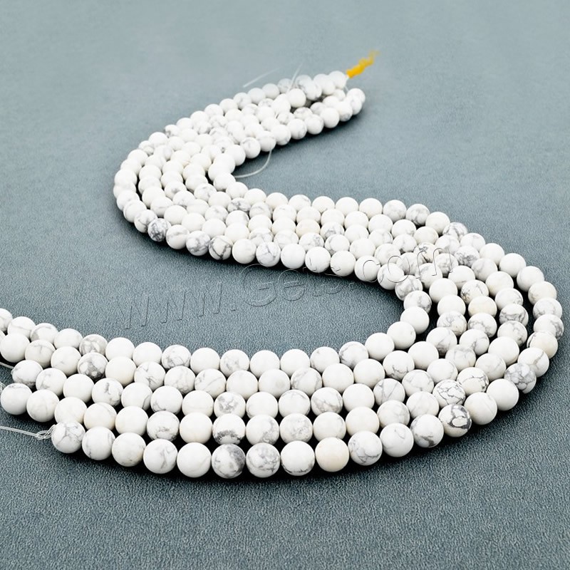 Natural White Turquoise Beads, Round, different size for choice, Hole:Approx 1mm, Length:Approx 15 Inch, Sold By Strand