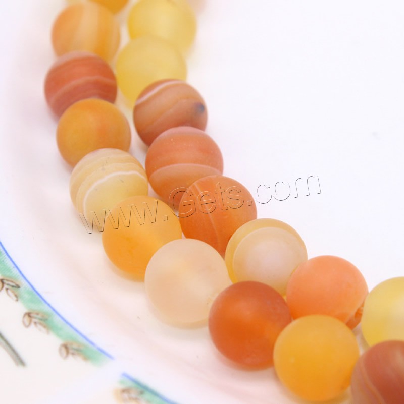 Streifen Achat Perle, rund, verschiedene Größen vorhanden & satiniert, keine, Bohrung:ca. 1mm, Länge:ca. 15 ZollInch, verkauft von Strang