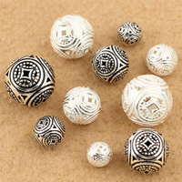 Bali Sterling Silber Perlen, Thailand, rund, hohl, 8mm, Bohrung:ca. 2-3mm, 30PCs/Tasche, verkauft von Tasche