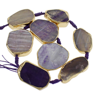 Dragon Veins Agate Beads, with Nylon Cord & Zinc Alloy, gold color plated, purple - Approx 2mm Approx 16 Inch, Approx 