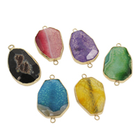 Dragon Veins Agate Connector, with Zinc Alloy, gold color plated, faceted & 1/1 loop - Approx 1.5mm 