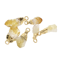 perles de citrine Pendentif, avec alliage de zinc, Placage de couleur d'or - Environ 2.5mm, Vendu par PC