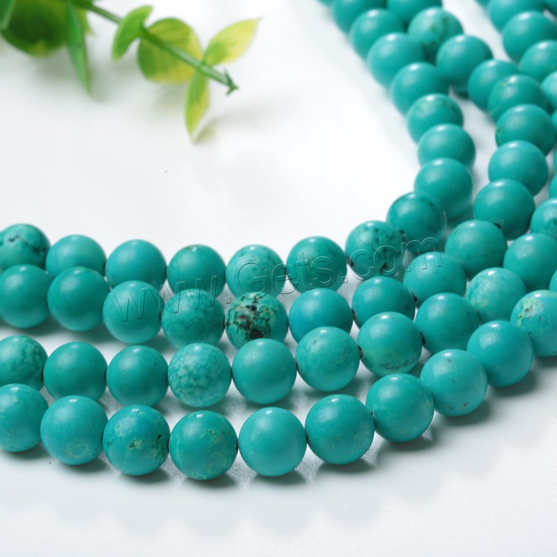 Synthetische Türkis Perlen, rund, verschiedene Größen vorhanden, Bohrung:ca. 1mm, Länge:ca. 15 ZollInch, verkauft von Strang