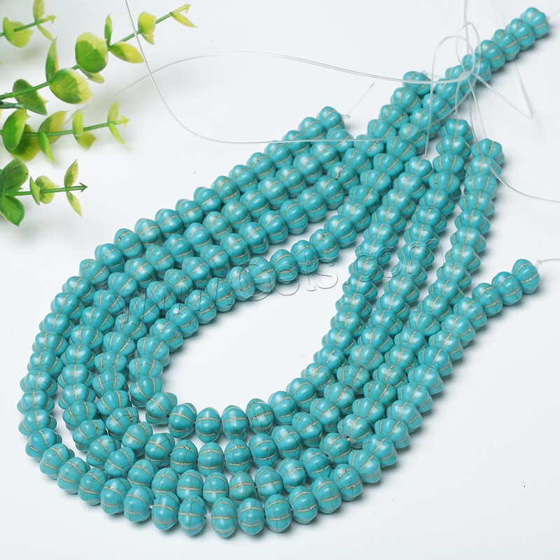 Synthetische Türkis Perlen, verschiedene Größen vorhanden, Bohrung:ca. 1mm, Länge:ca. 15 ZollInch, verkauft von Strang