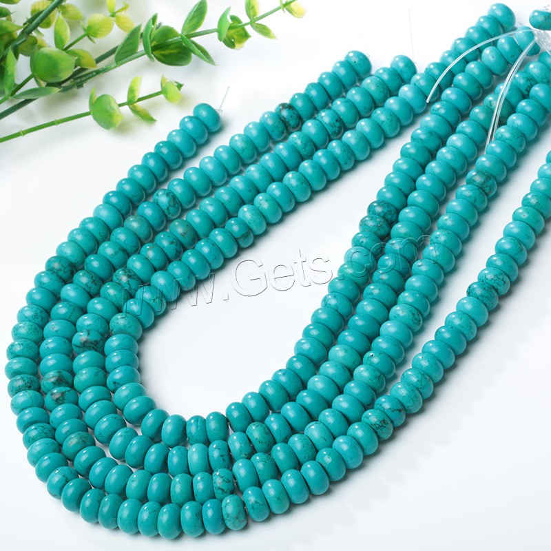 Synthetische Türkis Perlen, Rondell, verschiedene Größen vorhanden, Bohrung:ca. 1mm, Länge:ca. 15 ZollInch, verkauft von Strang
