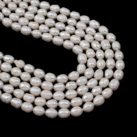 Perlas Arroz Freshwater, Perlas cultivadas de agua dulce, natural, Blanco, 7-8mm, agujero:aproximado 0.8mm, longitud:aproximado 15.5 Inch, Vendido por Sarta