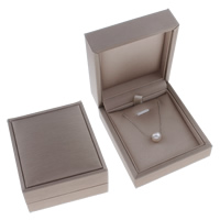Cardboard Necklace Box, with Sponge, Rectangle, grey 