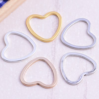 Messing Verknüpfung Ring, Herz, plattiert, keine, frei von Blei & Kadmium, 12.5x13x1mm, Bohrung:ca. 6-8mm, 30PCs/Tasche, verkauft von Tasche
