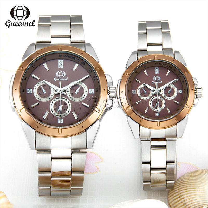 Gucamel® Unisex Jewelry Watch, Zinc Alloy, with Glass, plated, different size for choice & with rhinestone, Sold By PC