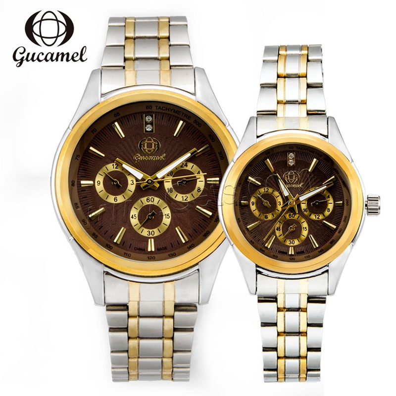 Gucamel® Unisex Jewelry Watch, Zinc Alloy, with Glass, plated, different size for choice & with rhinestone, more colors for choice, Sold By PC