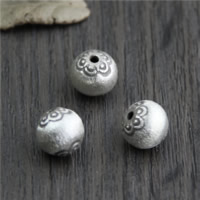 Perles en argent massif de Bali, Thaïlande, Rond, normes différentes pour le choix & tréfilage métallique Environ 1.6mm, Vendu par PC
