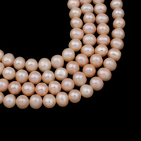 Round Cultured Freshwater Pearl Beads, Potato, natural, pink, 10-11mm Approx 0.8mm Approx 15.7 Inch 