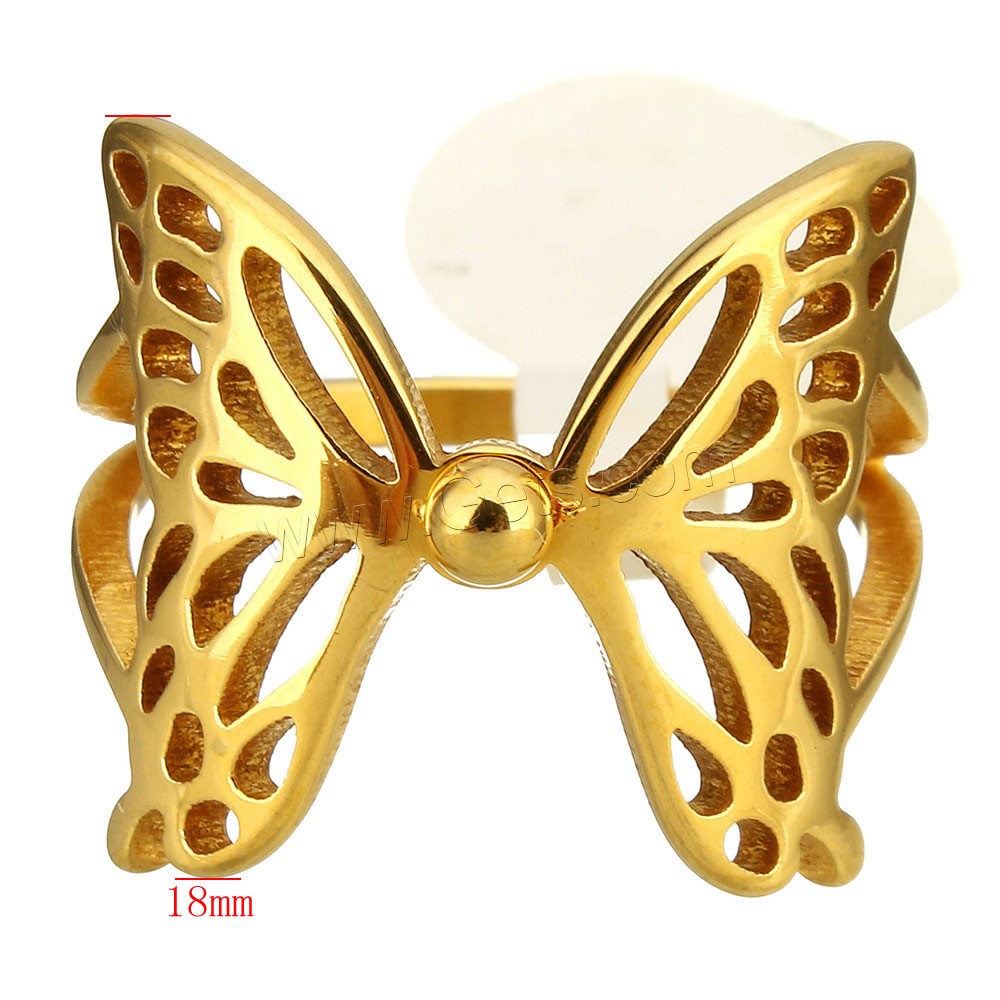 Stainless Steel Finger Ring, Butterfly, plated, different size for choice, more colors for choice, 18mm, Sold By PC