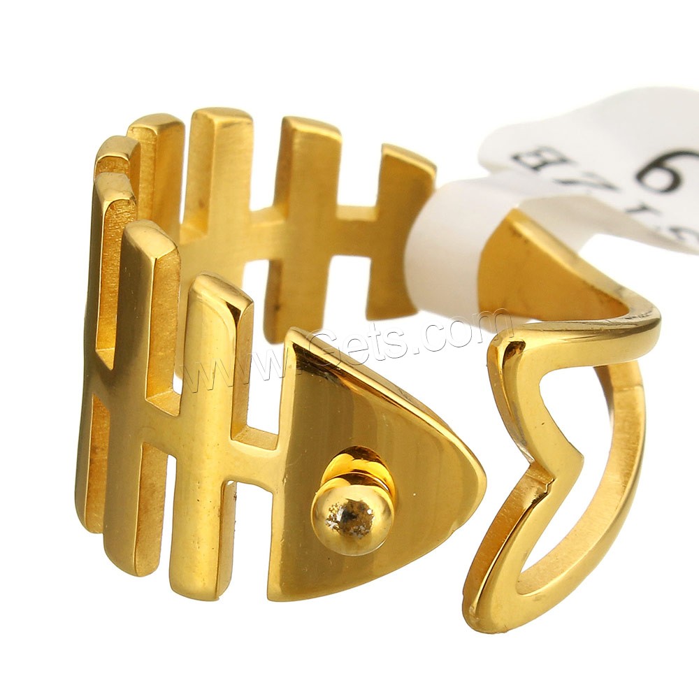 Stainless Steel Cuff Finger Ring, Fish Bone, plated, different size for choice, more colors for choice, 14mm, Sold By PC