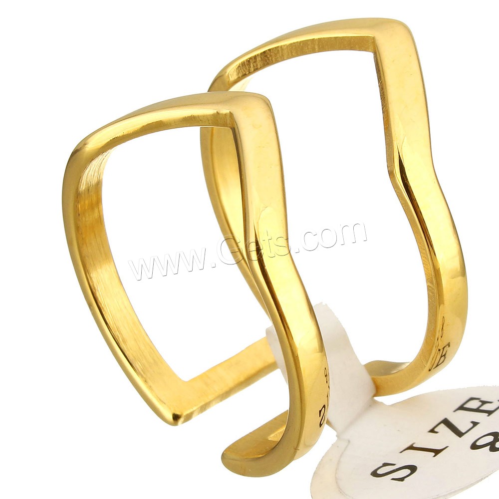 Stainless Steel Cuff Finger Ring, plated, different size for choice, more colors for choice, 17mm, Sold By PC