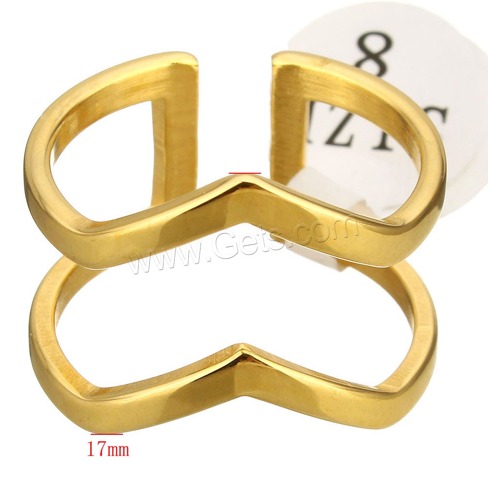 Stainless Steel Cuff Finger Ring, plated, different size for choice, more colors for choice, 17mm, Sold By PC
