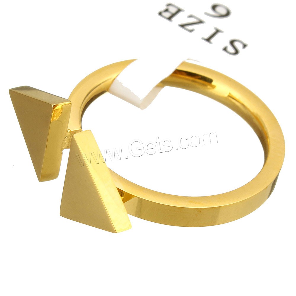Stainless Steel Cuff Finger Ring, Triangle, plated, different size for choice, more colors for choice, 9mm, Sold By PC