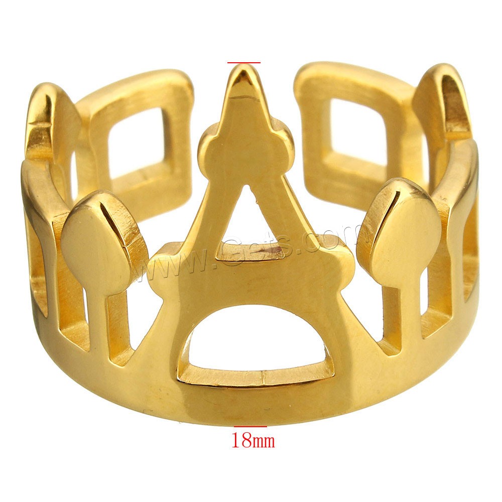 Stainless Steel Cuff Finger Ring, Castle, plated, different size for choice, more colors for choice, 18mm, Sold By PC