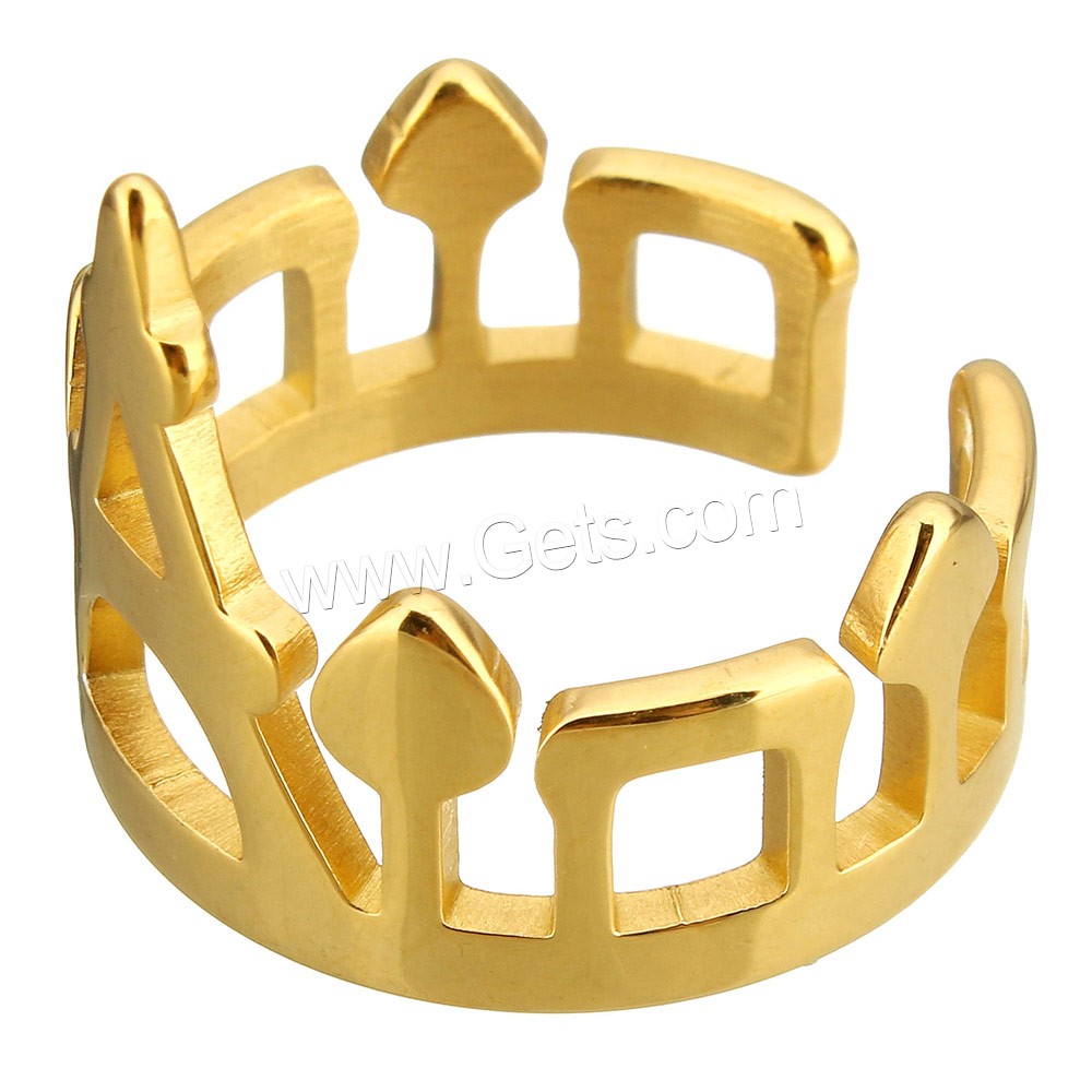 Stainless Steel Cuff Finger Ring, Castle, plated, different size for choice, more colors for choice, 18mm, Sold By PC