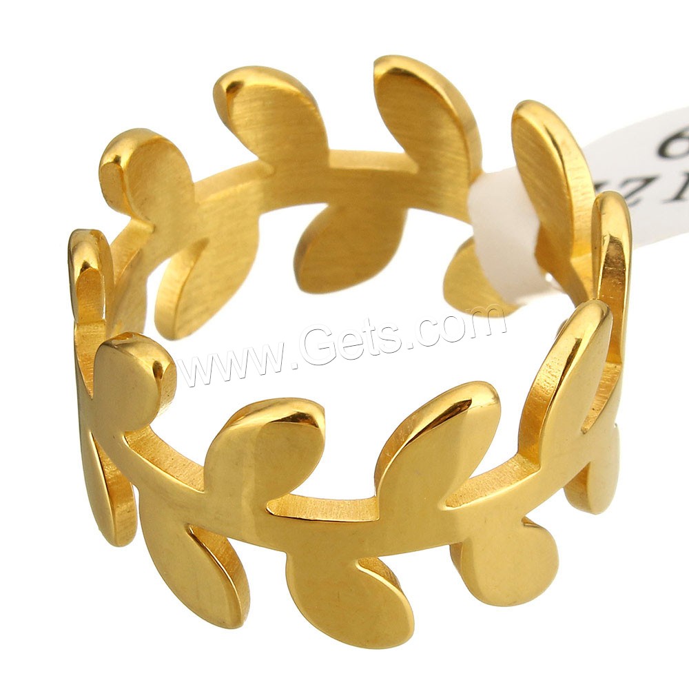 Stainless Steel Finger Ring, Leaf, plated, different size for choice, more colors for choice, 12mm, Sold By PC