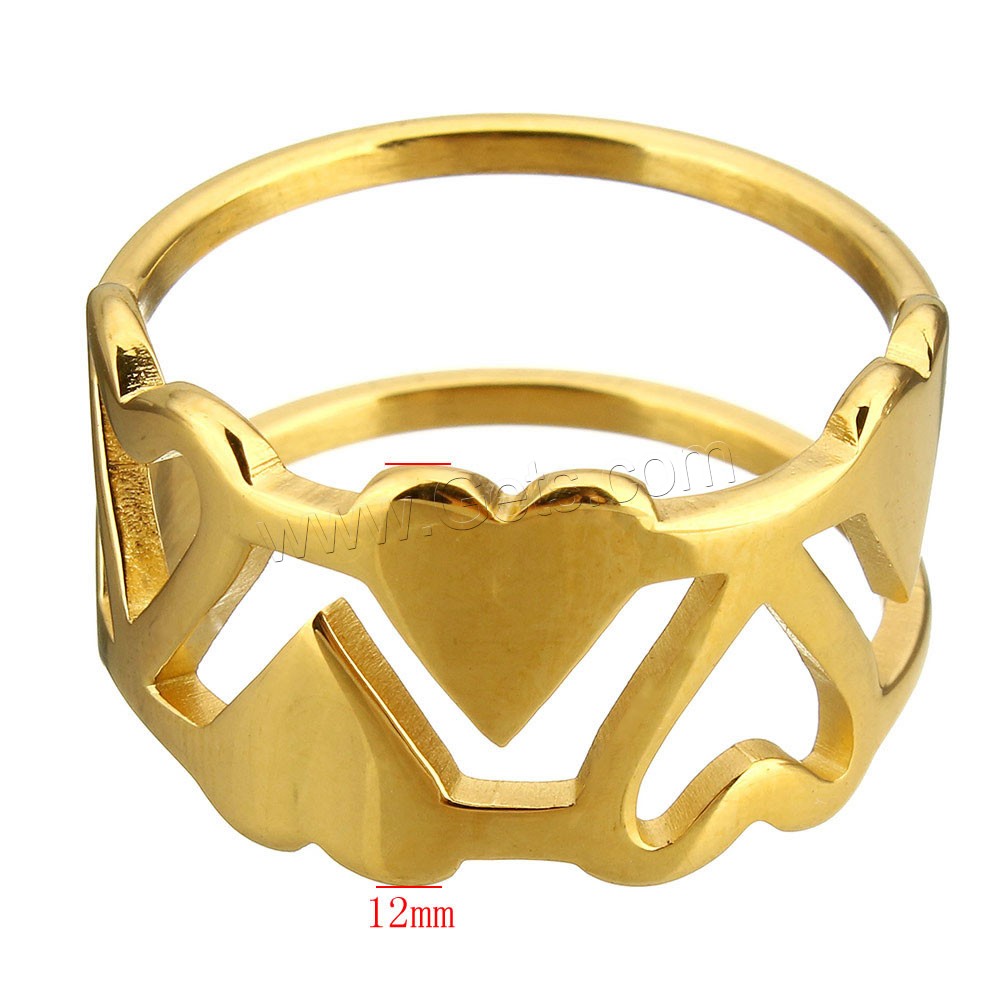 Stainless Steel Finger Ring, Heart, plated, different size for choice, more colors for choice, 12mm, Sold By PC