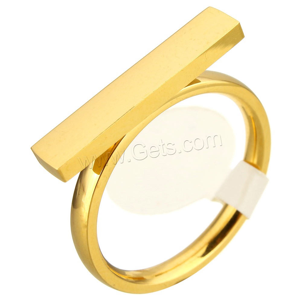 Stainless Steel Finger Ring, Rectangle, plated, different size for choice, more colors for choice, 20x4mm, Sold By PC