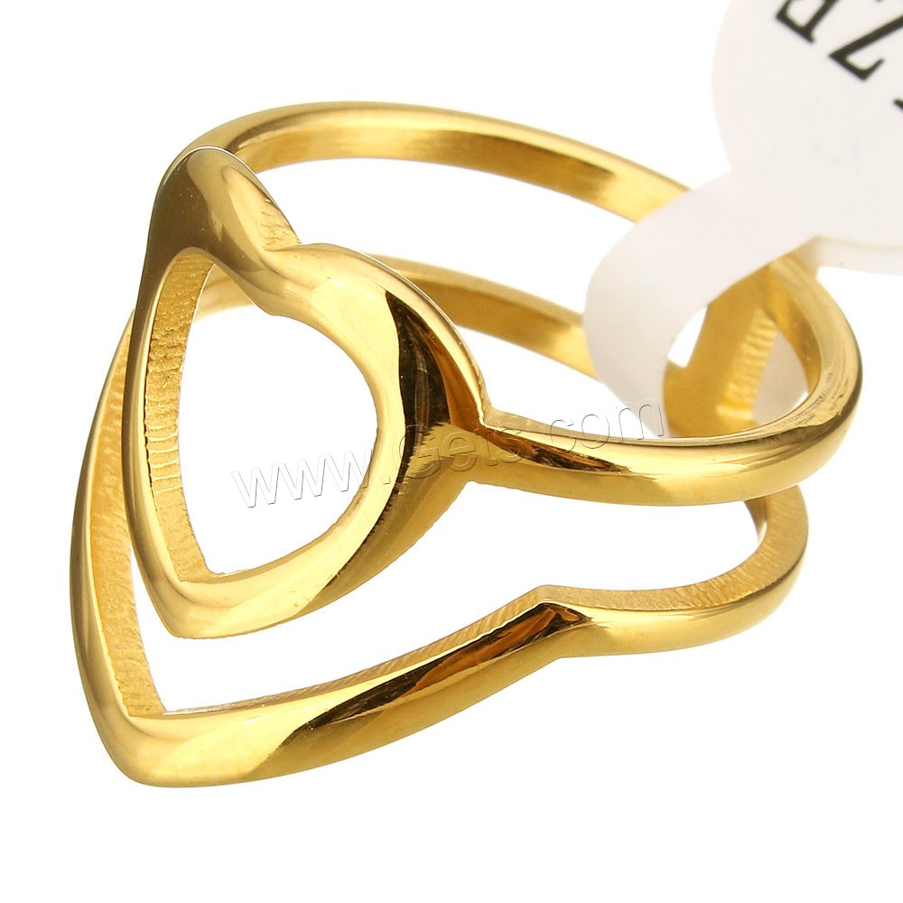 Stainless Steel Finger Ring, Heart, plated, different size for choice, more colors for choice, 16mm, Sold By PC