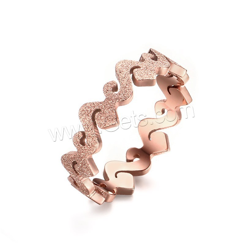 Stainless Steel Finger Ring, rose gold color plated, different size for choice & for woman & stardust, 5mm, Sold By PC