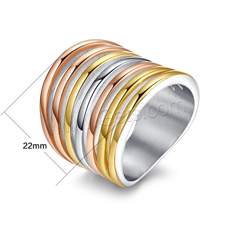 El anillo de dedo unisex, acero inoxidable, chapado, unisexo & diverso tamaño para la opción, 22mm, Vendido por UD