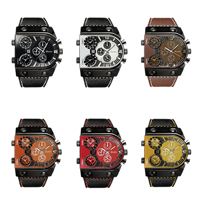 Мужские ювелирные часы Oulm®, Искусственная кожа, с заголовка из цинкового сплава & Стеклянный, Другое покрытие, регулируемый & Мужский, Много цветов для выбора 23mm, длина:Приблизительно 9.6 дюймовый, продается PC