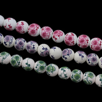 Impression de porcelaine, perles, porcelaine, Rond, normes différentes pour le choix, plus de couleurs à choisir Environ 2mm Vendu par sac