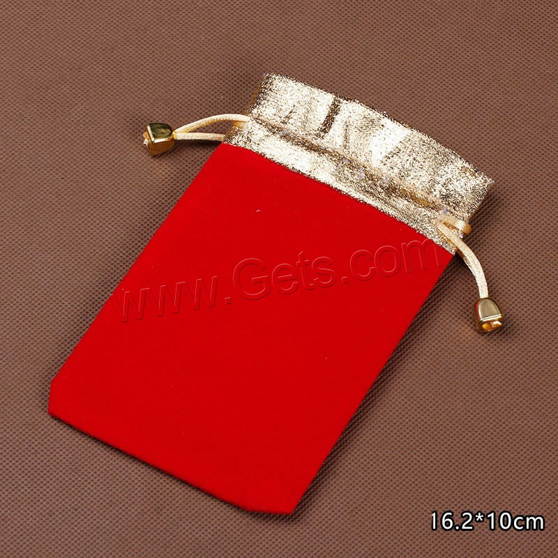 Velvet Jewelry Pouches Bags, Velveteen, with Nylon Cord & Copper Coated Plastic, Rectangle, different size for choice, Sold By PC