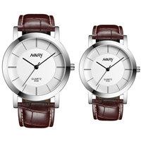 Unisex Wrist Watch, Cowhide, with zinc alloy dial & Glass, platinum color plated, adjustable & waterproof 