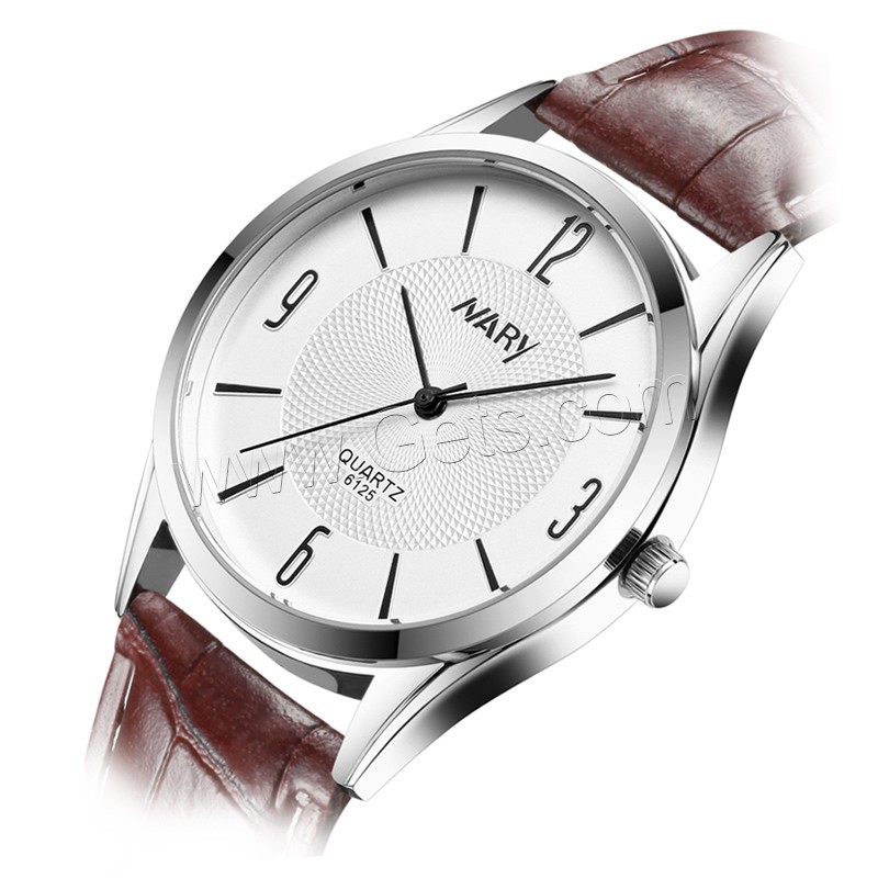 Мужская наручные часы, Шнур из натуральной кожи, с Стеклянный & Нержавеющая сталь 316, регулируемый & разный размер для выбора & водонепроницаемый, Много цветов для выбора, продается PC