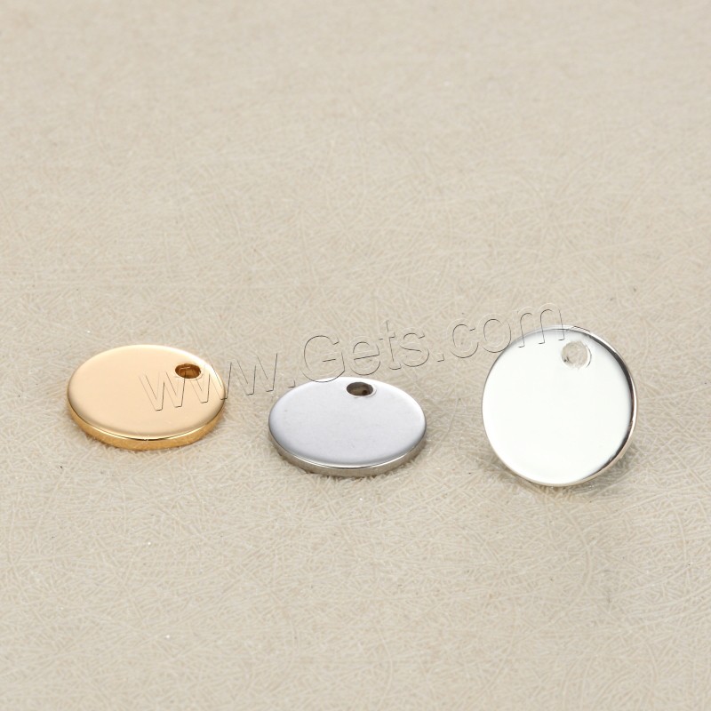Stainless Steel Tag Charm, Flat Round, plated, laser pattern & Customized, more colors for choice, 10mm, Hole:Approx 1.5mm, Sold By PC