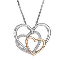 Rhinestone Zinc Alloy Necklace, with iron chain, with 5cm extender chain, Heart, plated, box chain & for woman & with rhinestone & two tone, lead & cadmium free Approx 17.5 Inch 